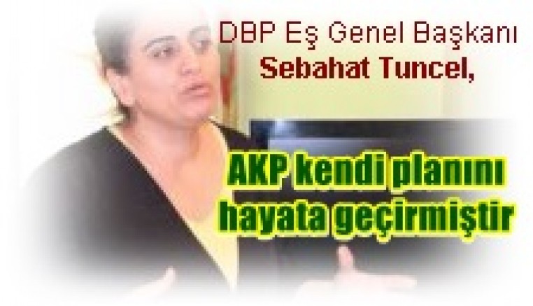 DBP Eş Genel Başkanı Sebahat Tuncel,   AKP kendi planını hayata geçirmiştir