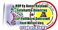 HDP Eş Genel Başkanı Selahattin Demirtaş ve KDP Politbüro Sekreteri Fazıl Mirani’den, ortak açıklama